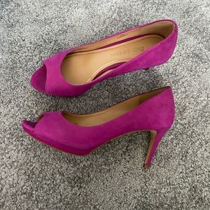 Enzo Angiolini Fuschia Peep Toe Suede Heels